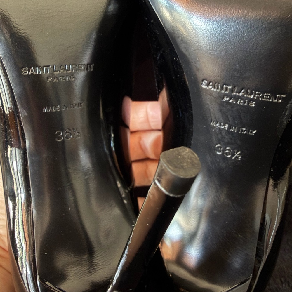 Saint Laurent Black Patent Pointed-Toe Stiletto Pumps Size 36 1/2 - Picture 5 of 8